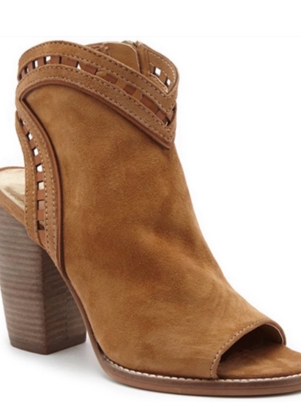 Women’s Dolce Vita Tan Suede Open-Toe Block Heel Bootie NATASHA Size 10